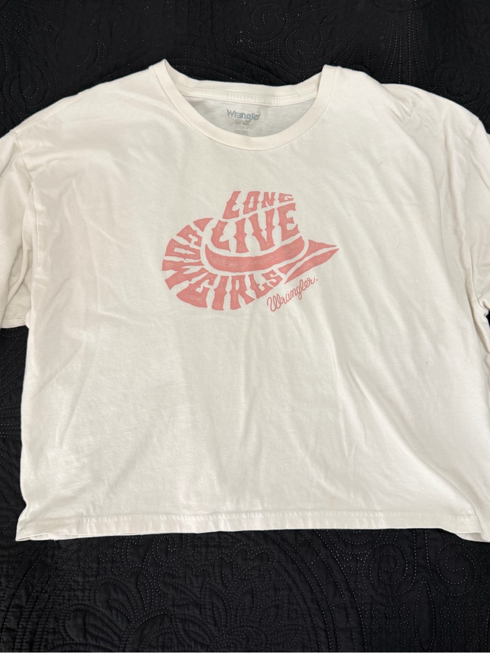 Wrangler White Crop Tee with Pink Graphic